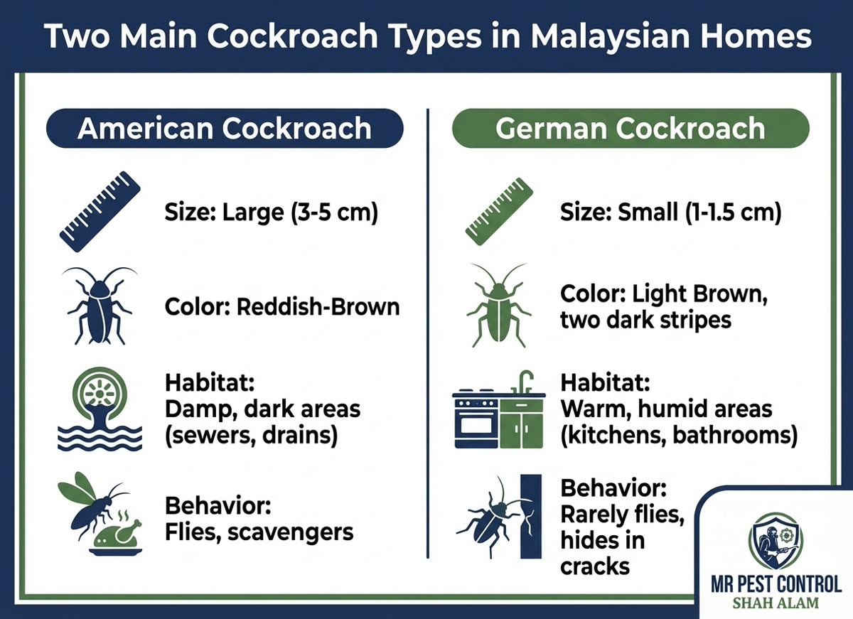 American vs German Cockroaches in Malaysian Homes