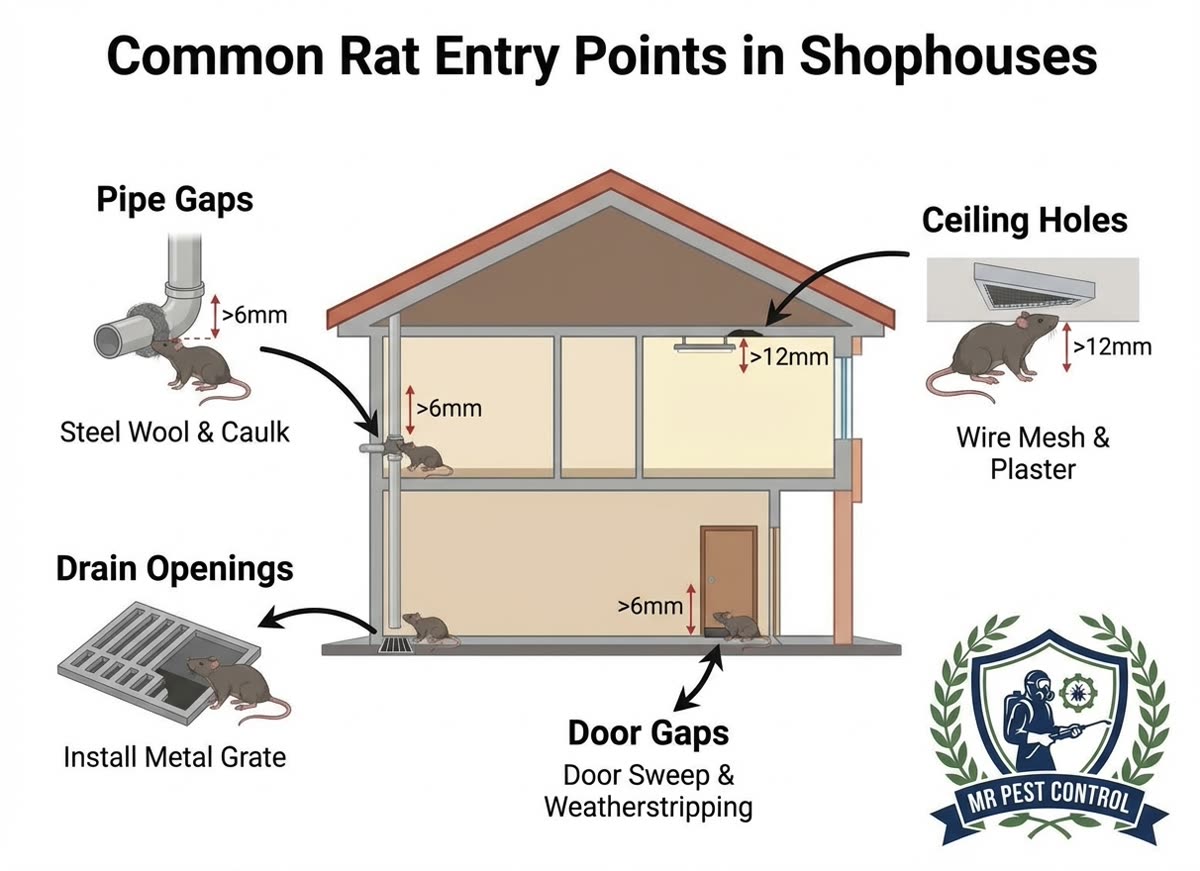 Common Rat Entry Points in Shophouses